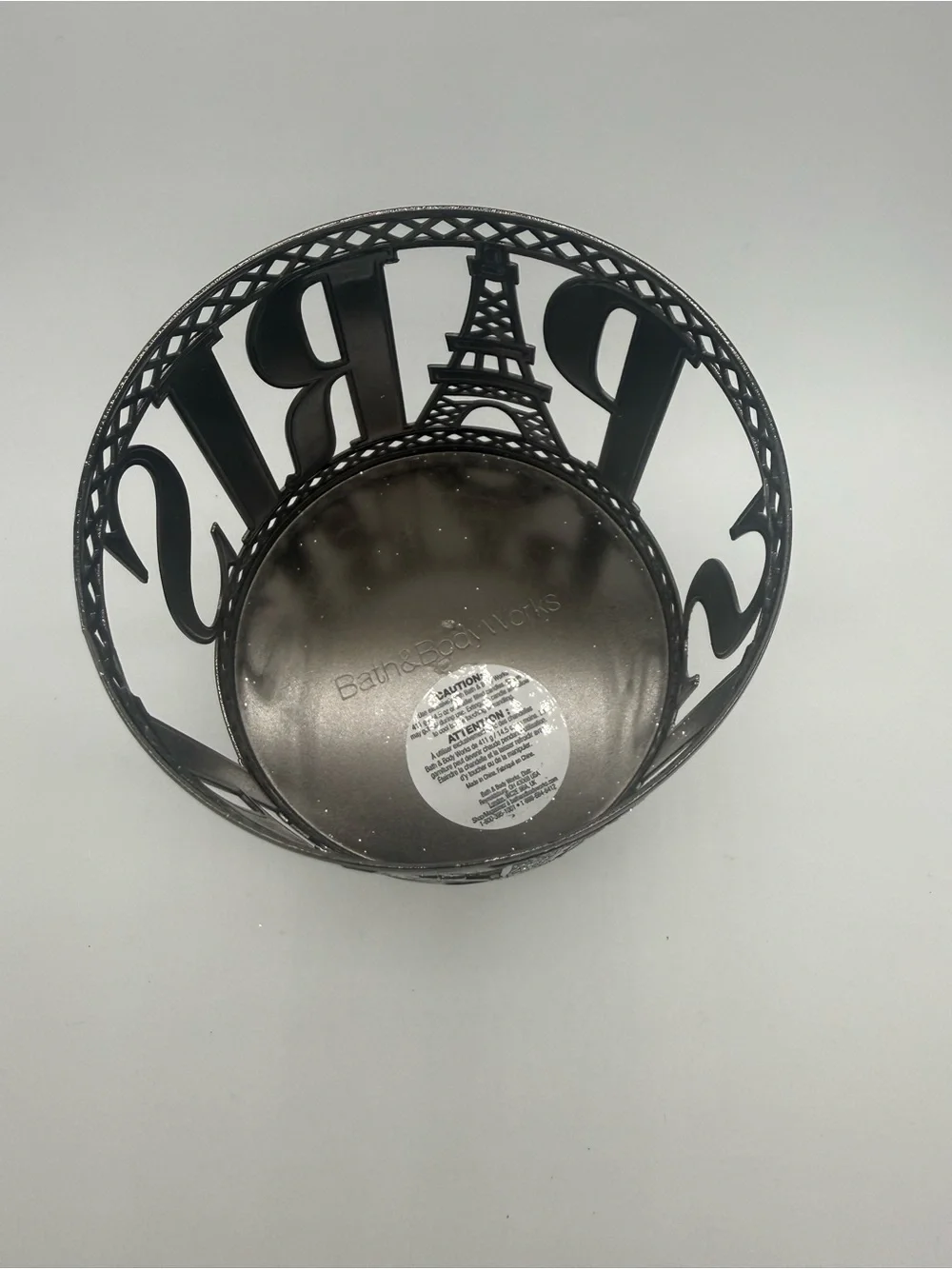 Bath And Body Works Glitter Paris Pedestal 3-Wick Candle Holder Sleeve Metal New - Picture 5 of 7